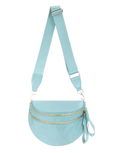 Pure Colour Crossbody Bag Bum Bag for Women,Spacious Purse Fanny Packs Belt Bag,Oversized Bum Bag (Colour Bum Bag-Ice Blue) - color: Colour Bum Bag-Ice Blue