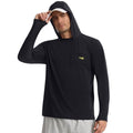 BASSDASH Men’s UPF 50+ Fishing Hoodie Shirts with Chest Pocket Lightweight UV Sun Protection Long Sleeve Hiking Sports FS34M - color: Black, size: 3X-Large