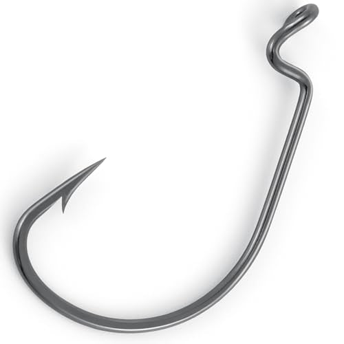 Dr.Fish EWG Hooks Bass Fishing Worm Hooks Extra Wide Gap Freshwater Fishing Carolina/Texas Rig - color: Black Nickel, size: #2/0-100Pack