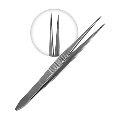 Splinter Forceps - Fine Point - Tweezers Stainless Steel Straight & Curved (Straight 4.50") - size: Straight 4.50"
