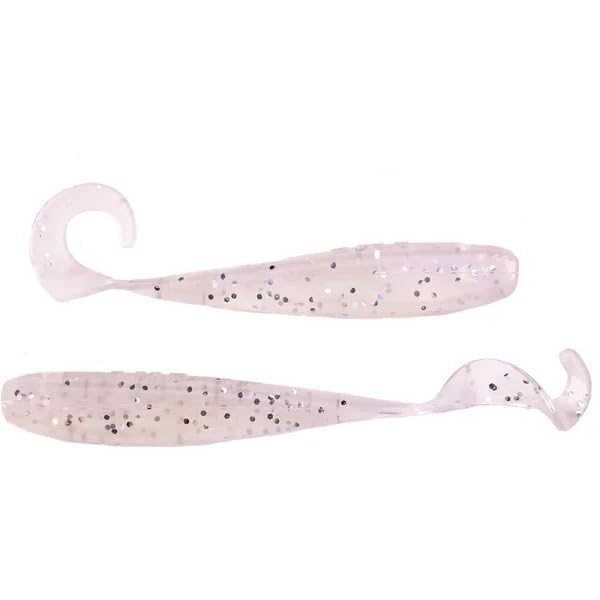 A.M. Fishing Curly Tail Jerkshad 4 Inch Soft Baits Garlic Infused,– 8 Pack – Saltwater & Freshwater Fishing Lures for Bass, Redfish, Snook, and Trout - color: Pearl