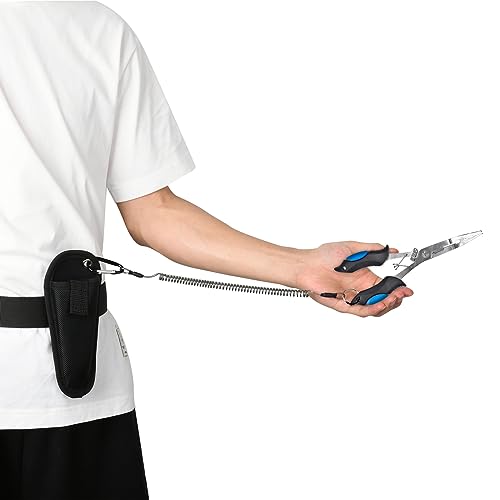 Cosmos Fishing Pliers Sheath Outdoor Fishing Tool Pliers Waist Bag Fishing Line Cutter Holder Fishing Pliers Belt Pouch with Coiled Lanyard