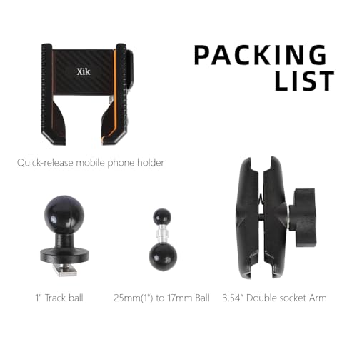 xik Kayak Phone Holder Mount with T-Bolt Track Ball, Boat Track Phone Mount Holder, [1s Lock & Release][360° Adjustable], Fits 4.7"-7.2" Smartphones - style: Medium (3.54" arm)