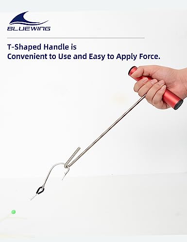 BLUEWING Fishing Hook Remover 12in/24in Stainless Steel Fish Dehooker Saltwater Push and Pull Dehooking Tool, Twist Resistance Design 1pc - color: Red, size: 24", style: Single Curve Design