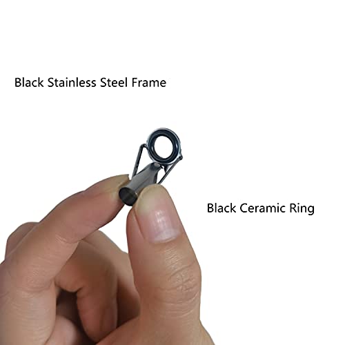 8pcs Fishing Rod Tip Repair Kit Rod Top Tips Replacement Fishing Rod Tips Stainless Steel Ceramic Ring Guide Tips - color: Black Small Fishing Rod Tips
