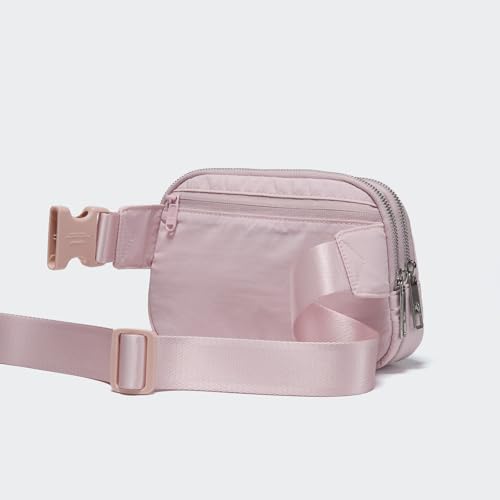 Pander Everywhere Belt Bag for Women, 5 Zipper Pockets Nylon Crossbody Fanny Pack Purse (Pink). - color: Pink