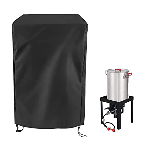 Turkey Fryer Cover for King Kooker, Waterproof Cover for Crawfish Boiler Outdoor Deep Fryer Seafood Boil Pot, Heavy Duty Cover for Seafood Boil Pot and Burner kit-Black - size: 15.7"W x 15.7"D x 19.7"H