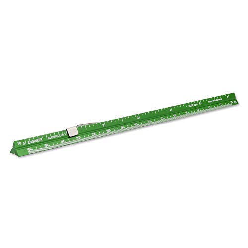 Alumicolor Aluminum Engineer Pocket Drafting Scale With Clip, 6IN, Green - color: Green, size: 6 Inch, style: Engineer With Clip