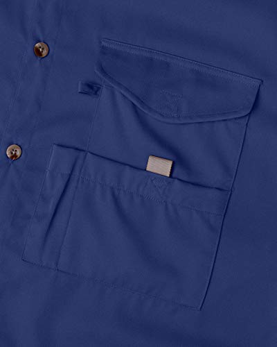 Alimens & Gentle Short Sleeve Fishing Shirt Wicking Fabric Sun Protection Casual Button Down Shirts - color: Navy, size: X-Large