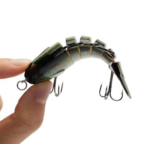 BASSDASH SwimPanfish Multi Jointed Panfish Bluegill Swimbaits Hard Topwater Bass Lures Fishing Lure Crank Saltwater 3.5in/0.85oz - color: Green/Orange Pumpkinseed