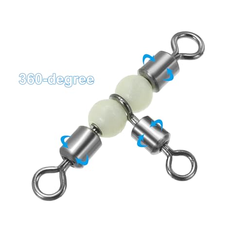 PATIKIL 3 Way Swivel Cross Line T Turn Rolling Tackle with Luminous Beads for Catfish Surf Rig - size: 1.5x0.8 Inch
