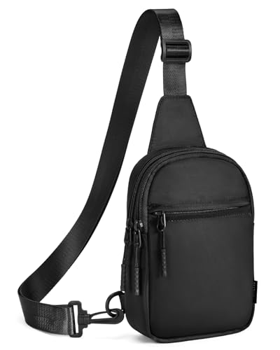 CHOLISS Small Sling Bag for Women and Men, Crossbody Bags Trendy Fanny Packs Chest Bag with Extended Strap - color: D01 Black - Upgrade