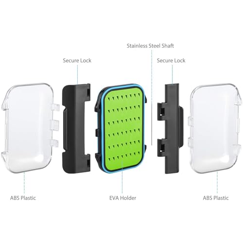 Gonex Fly Boxes for Fly Fishing Jig Boxes Two-Sided Waterproof Lightweight Fly Fishing Box Easy Grip Transparent Lid Fly Fishing Lures Box, 4.1"x 3.0"x 1.2", Green - color: Green, Black, Transparent, size: Size A (4.1"x 3.0"x 1.2")