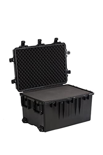 MEIJIA Premium Waterproof Large Rolling Hard Camera Case,Hard Protective Case with customizable fit foam and wheels,Full Protection with Light&Convenient Design,Elegant Black (33.25"X24.4"X19.3") - size: 33.25"X24.4"X19.3"