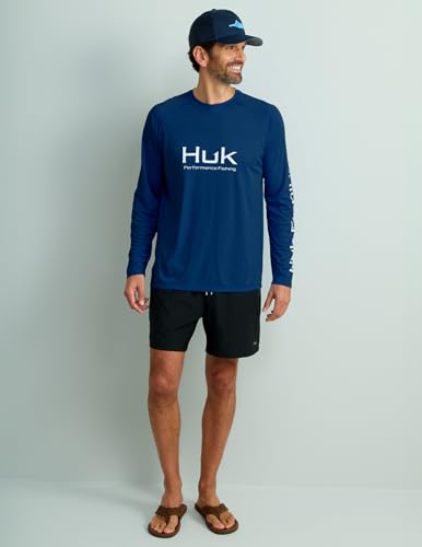 HUK Men's Pursuit Vented Long Sleeve Fishing Shirt (+30 UPF) - color: Naval Academy, size: Small