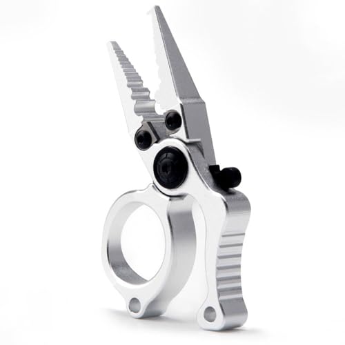 MiOYOOW Mini Fishing Pliers, Aluminum Alloy Fish Scissors Corrosion Resistant Hook Remover Tool for Saltwater Freshwater - color: Silver