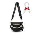 Crossbody Bags for Women, Checkered Bum Bag Crossbody, Spacious Nylon Shoulder Handbag Mom Bag with Pearl Chain (black-pearl chain) - color: black-pearl chain