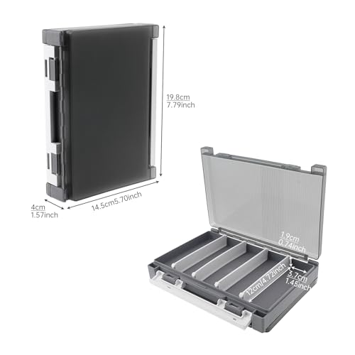 Double Sided Fishing Lure Box Organizer, Fishing Tackle Box Storage Hard Plastic Container Case for Lure Bait Hooks Beads Jewelry Earring - color: Gray