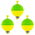 Dr.Fish 10 Pack Weighted Fishing Bobbers Snap-on Spring Floats EVA Foam Push Button Clip on Floats Fly Fishing Trout Bass Crappie Catfish - color: Green/Chartreuse, size: Diam 1''(1/8oz)
