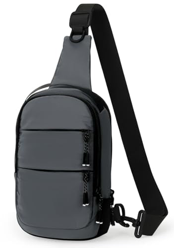 Small Crossbody Bags for Men Women Mini Sling Bag Lightweight Chest Bag for Hiking Travel Sports - color: grey