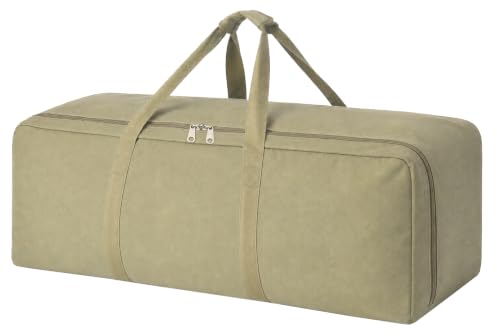 DoYiKe Canvas Travel Duffle Bag Heavy Duty, Sports Duffel Military Camping Tent Storage 60L Army Green Side opening - color: Army Green Side-opening, size: 60L