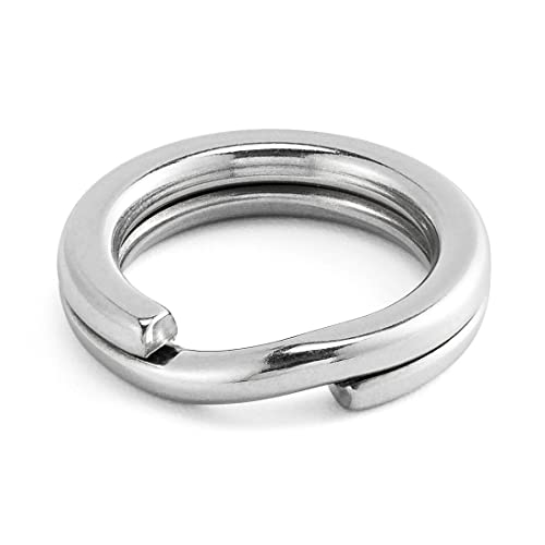 Alwonder 100-Pack Fishing Split Rings Stainless Steel Lure Rings, 9-400LB Hyper Wire Fishing Ring Heavy Duty Flattened Freshwater Saltwater Terminal Tackles Lure Solid Snap Ring Connectors - size: Size1-9LB-5mm-100pk