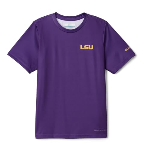 Columbia Boys Collegiate Terminal Tackle Short Sleeve Shirt - color: Lsu - Vivid Purple, size: Small