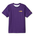 Columbia Boys Collegiate Terminal Tackle Short Sleeve Shirt - color: Lsu - Vivid Purple, size: Small