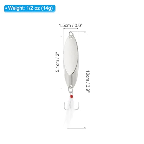 PATIKIL Fishing Spoons Fishing Lures Casting Spoon Treble Hooks Jigs Hard Metal Spinner Baits for Freshwater Saltwater - style: 1/2oz