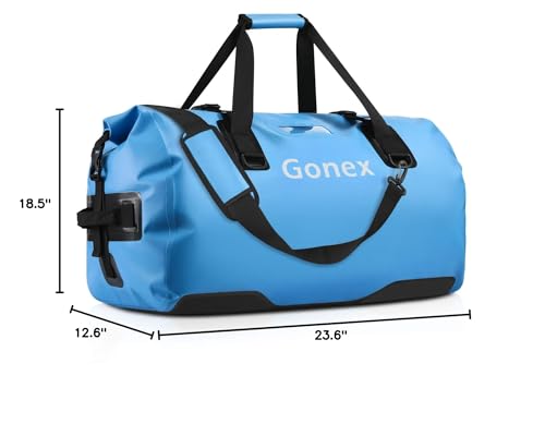 Gonex 40L 60L 80L Extra Large Waterproof Duffle Travel Dry Duffel Bag Heavy Duty Bag with Durable Straps & Handles for Kayaking Paddleboarding Boating Rafting Fishing - color: Light blue, size: 60L