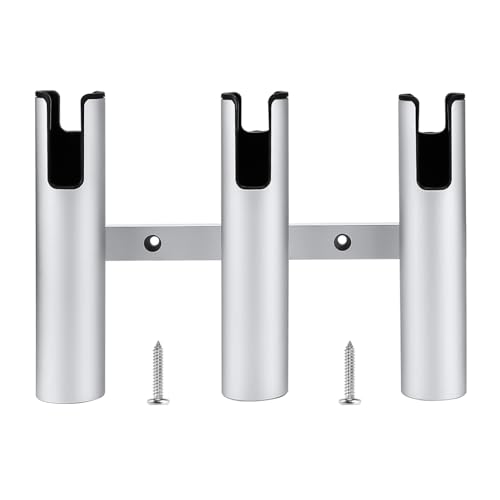 Aluminum Fishing Boat Rod Holder,3/4 Link Tube Aluminum Rod Rack, Suit Boats & Yacht ,Silver - color: Silver 3 Tube