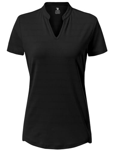 Rdruko Women's Hiking Shirts Short Sleeve UPF 50+ Sun Protection Lightweight Dry Fit Outdoor Travel Fishing Shirts - color: Black, size: Medium