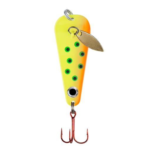 Northland Tackle Ice Fishing Thumper Spoon, Stamped Brass Flutter Spoon Ice Fishing Lure for Walleye, Crappie, & More, 10 Colors, 1/16 Oz, 1/8 Oz, 3/16 Oz, ¼ Oz Lure Sizes - color: Super-Glo Sneeze, size: 1/4 oz