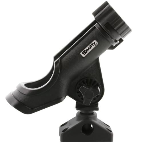 Scotty #230-BK Powerlock Black Rod Holder with #241 Side Deck Mount | 360 Degree Rotation, Heavy-Duty Nylon, Fishing Accessory, Adjustable