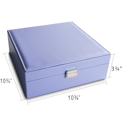Frebeauty Earring Organizer Classic Jewelry Box 50 Slots Double Layer Jewelry Storage Case with 6 Necklace Hook and Bracelet Pocket(Purple) - color: Purple