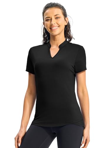 Rdruko Women's Hiking Shirts Short Sleeve UPF 50+ Sun Protection Lightweight Dry Fit Outdoor Travel Fishing Shirts - color: Black, size: Small