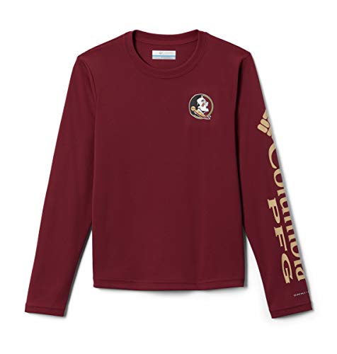 Columbia Kids CLG Terminal Tackle™ Long Sleeve Shirt (Little Kids/Big Kids) - color: Fsu - Cabernet/Sierra Tan, size: Large