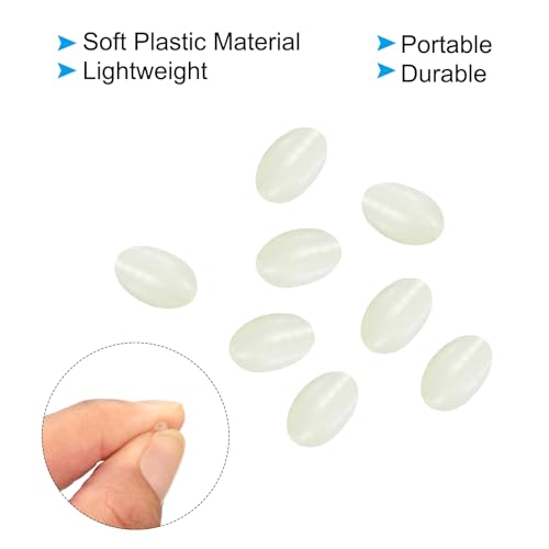 PATIKIL Glow Fishing Beads Soft Plastic Oval Rubber Luminous Fishing Bait Eggs Rig Bead Tackle Lures Accessories with Storage Box - color: White, size: 6x4mm