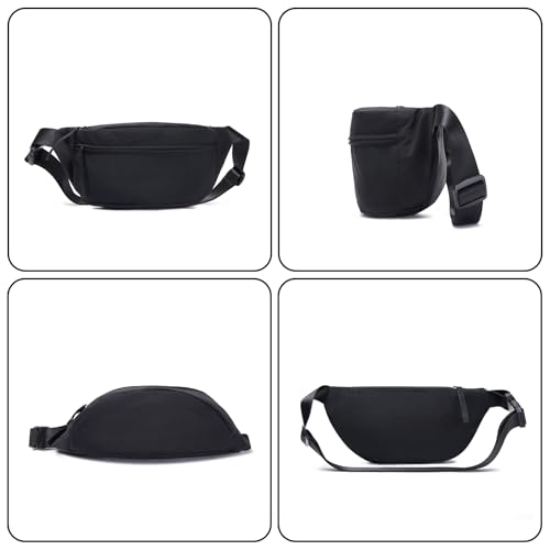 Large Capacity Nylon Women Sling Bags Girl Fanny Pack Light Weight Crossbody Bag Men Shoulder Bag Unisex Classic Waist Packs Purse Hiking Roomy Chest Bag, Easy Carry Any Phone,Wallet - color: Black