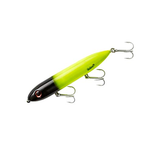 Heddon Super Spook Topwater Fishing Lure for Saltwater and Freshwater, Chartreuse/Black Head , (7/8 oz)