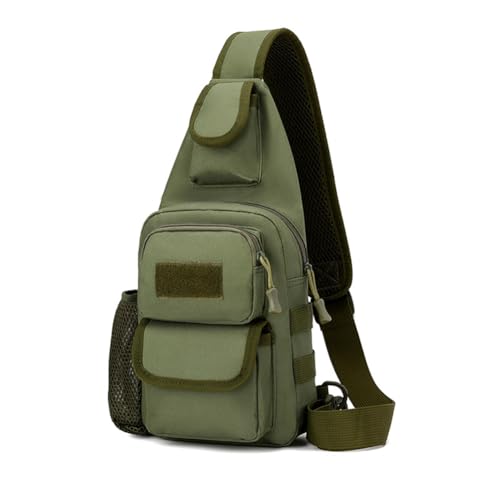 Sling Bag Crossbody Backpack for Men, Tactical Chest Shoulder Bags Daypack | Camouflage Cross Body Bag with Convertible Waterproof Shoulder Strap Trendy Casual Daypacks and Water Bottle Holder Chest Bag - color: Green