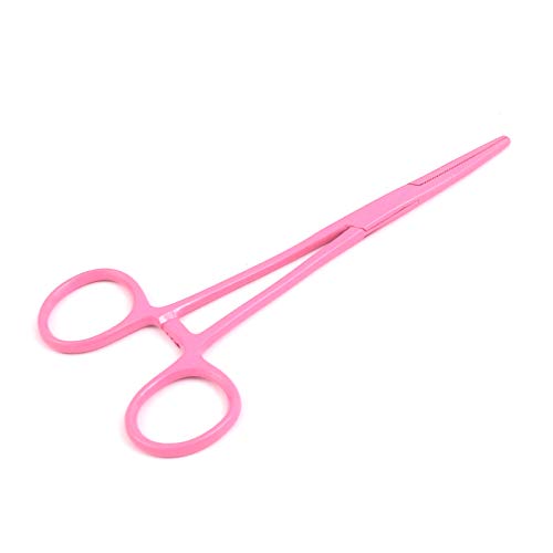 OdontoMed2011® Hemostat Forceps Locking Clamps Serrated Fishing Locking Forceps Clamp Fish Hook Remover Forceps (5.5" Straight, Full Pink) - color: Pink, size: 5.5" Straight