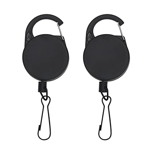 Starsouce 2PCS Fly Fishing Zinger Retractors with Retractable Buckle Stainless Steel Easy Pull Fishing Line Clipper Retractors
