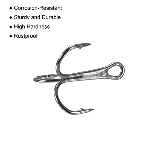 PATIKIL Treble Fish Hooks, Carbon Steel Sharp Round Bend Hook Triple Barbed Hook for Freshwater Saltwater - color: Black, size: 19mm/0.75"
