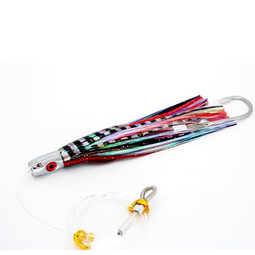 Trolling Tuna Lures Fishing Saltwater Lures Set of 6 Colors 6.5 Inch with Fully Rigged Teasers Squid,Bullet Head Offshore Jet Head Metal for Dolphin Wahoo
