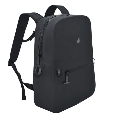 Breakwater Supply™ Fogland Lite Small Waterproof IP68 Submersible Backpack | Laptop Sleeve & Airtight Zippers for Outdoors, Surfing, Kayaking, Hiking, Cycling, Unisex TPU Dry Bag (Stealth Black, 15L) - color: Stealth Black, size: 15L