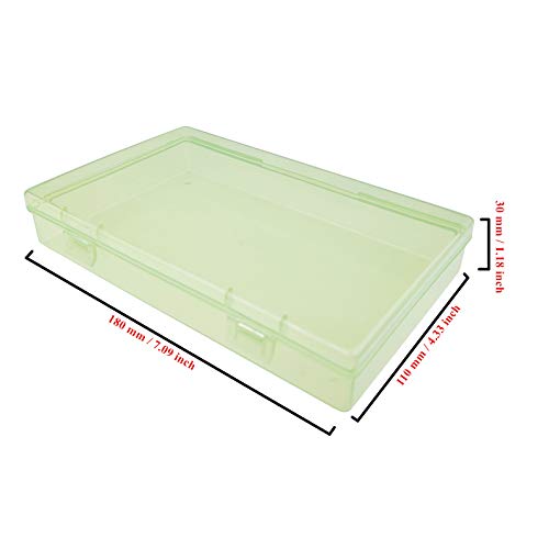 LJY 6 Pieces Rectangular Empty Mini Clear Plastic Organizer Storage Box Containers with Hinged Lids (7.1 x 4.3 x 1.2 inch, Green) - color: Green, size: 7.1 x 4.3 x 1.2 inch