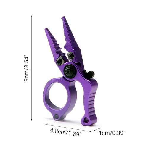 MiOYOOW Mini Fishing Pliers, Aluminum Alloy Fish Scissors Corrosion Resistant Hook Remover Tool for Saltwater Freshwater - color: Dark Purple