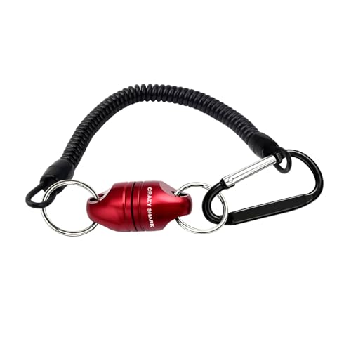Magnetic Net Release for Fly Fishing, Aluminum Magnetic Quick Release Keychain, Fly Fishing Net Magnet Holder Retractor with Carabiner - color: Dark Red