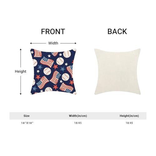 4th of July Pillow Covers 18x18 Inch 2pcs Patriotic Baseball American Flags Navy Blue Throw Pillows Red Blue Stars Independence Day Pillowcase Outdoor Decorative Linen Cushion Covers for Sofa Couch - color: Baseball American Flag, size: 18" x 18" (Pack of